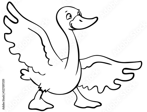 Goose. Element for coloring page. Cartoon style.