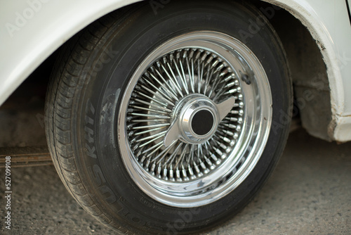 Old disc of car. Wheel is retro car. Details of rare transport. © Олег Копьёв