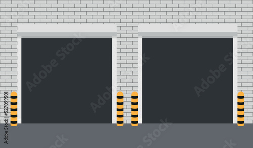 Vector Door with Rolling Shutters on white background. Vector illustration.