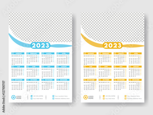 Calendar 2023 week start Monday corporate design template vector.
