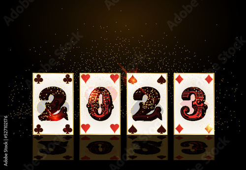 Christmas Poker banner, New 2023 Year, vector illustration	
