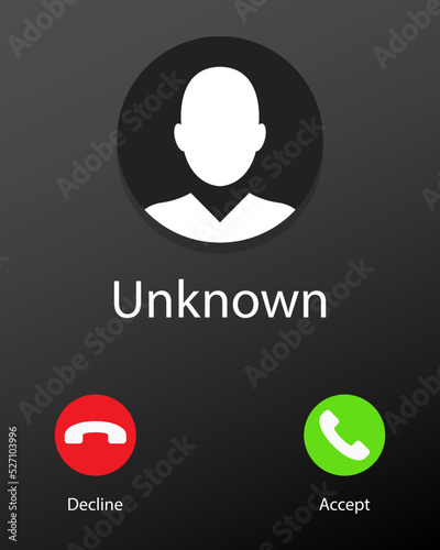 Fotografie, Obraz Unknown number calling Mobile Phone Interface Illustration