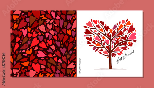 Love tree, heart shape. Concept art for wedding, valentine. Creative ideas fo...