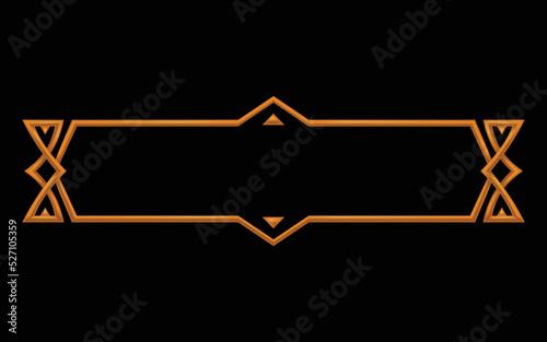 Frame medieval game ui. Metallic title banner or decorative border. Vector assets for web or game design. Empty rectangle frame in medieval style. Interface element