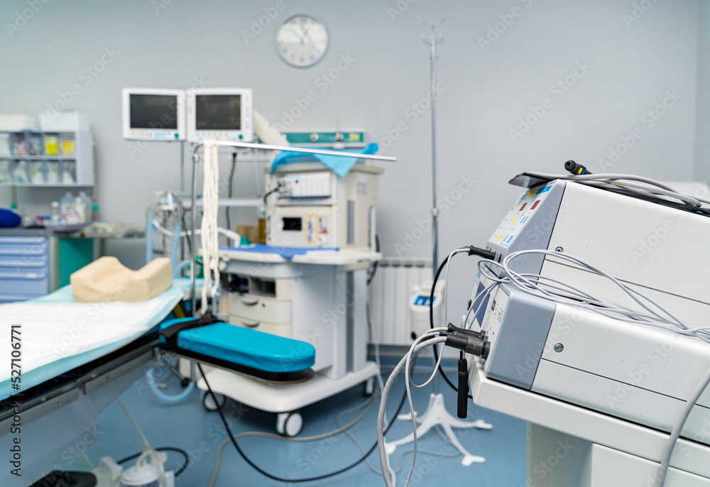 Medical professional equipment in emergency room. Operating hospital ...
