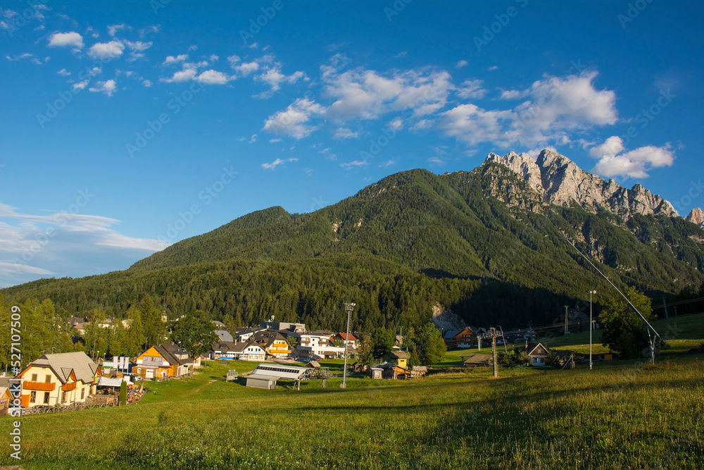 The mountain town of Kranjska Gora in the Upper Carniola region of north west Slovenia
