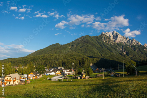 The mountain town of Kranjska Gora in the Upper Carniola region of north west Slovenia 