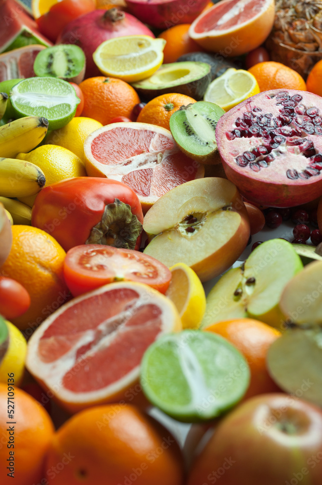 Fresh fruits in half Fresh fruits in half