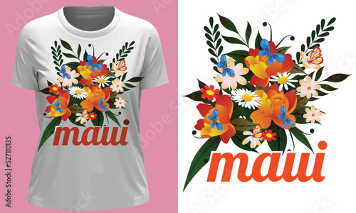 maui t-shirt design, Surfing bus Maui summer sports vintage illustration t-shirt print.
