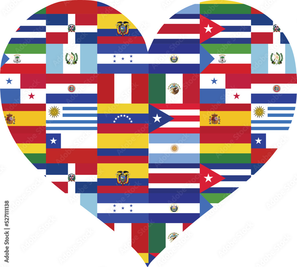 National Hispanic Heritage Month Flags Heart Stock Vector Adobe Stock