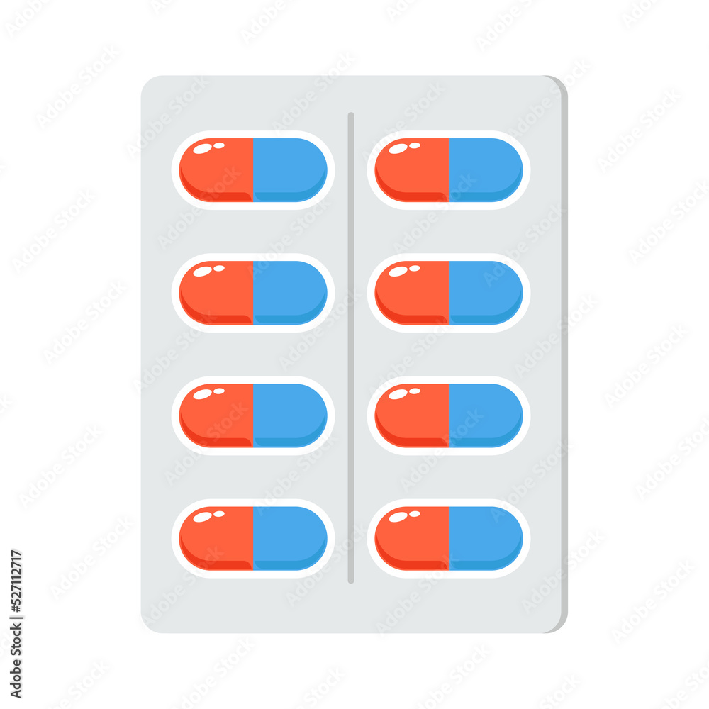 Drugs icon flat. Illustration isolated on white background. Drugs Vector blue nad red sign symbol. Drugs icon flat. Illustration isolated on white background. Drugs Vector blue nad red sign symbol.