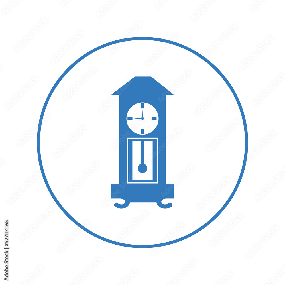 Wooden standing pendulum clock icon | Circle version icon |