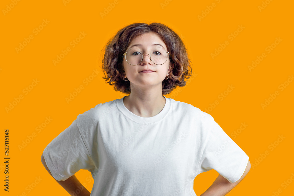 portrait teenage girl with curly hair in fashionable glasses on colored background, studio photography, lgbt, pride portrait teenage girl with curly hair in fashionable glasses on colored background, studio photography, lgbt, pride
