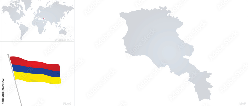 Obraz premium Armenia map and flag. vector