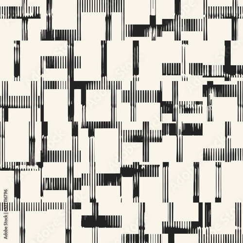 Monochrome Glitch Stroke Textured Blocks Pattern