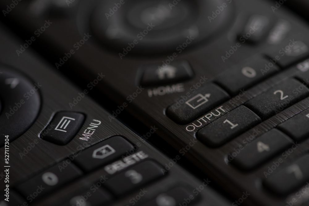 Close-up on a remote control sitting on a table