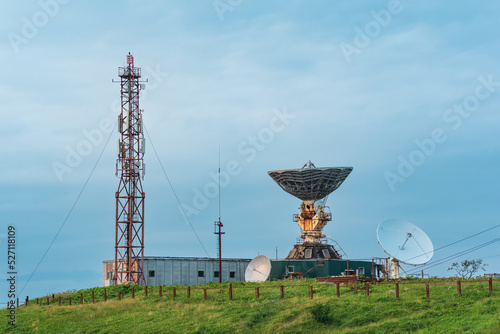 Fototapeta Naklejka Na Ścianę i Meble -  television station of the space communication system in Yuzhno-Kurilsk