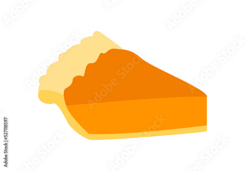 Tarta de calabaza en fondo blanco.