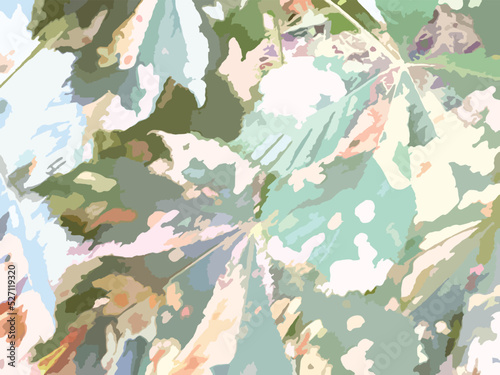 Autumn camouflage background in green-brown tonality. Desiccated chestnut foliage in daylight for fabric products, fashion, prints, textiles, textures, interior, eco concepts, wallpaper, covers, etc.