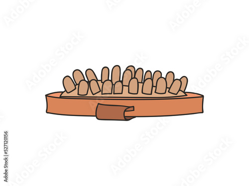 Massage brush colorful doodle illustration in vector. Massage brush illustration in vector. Body massager item colorful icon.