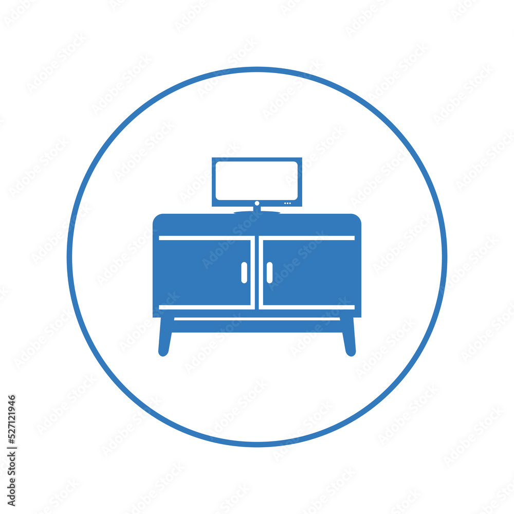 Television desk cabinet furniture icon | Circle version icon | Television desk cabinet furniture icon | Circle version icon |