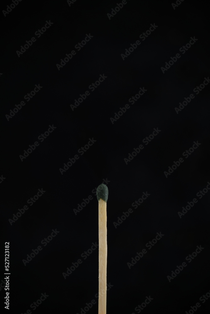 A match with green head on a black background. A match with green head on a black background.