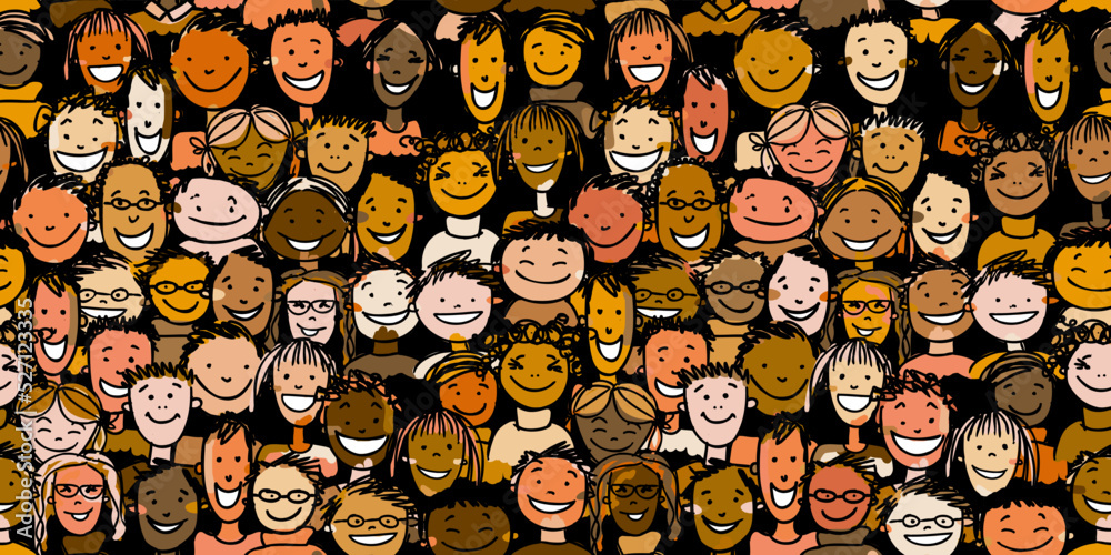 Fototapeta premium Group of people, community. Social network. Team of employees. Seamless pattern background for your design. Vector illustration