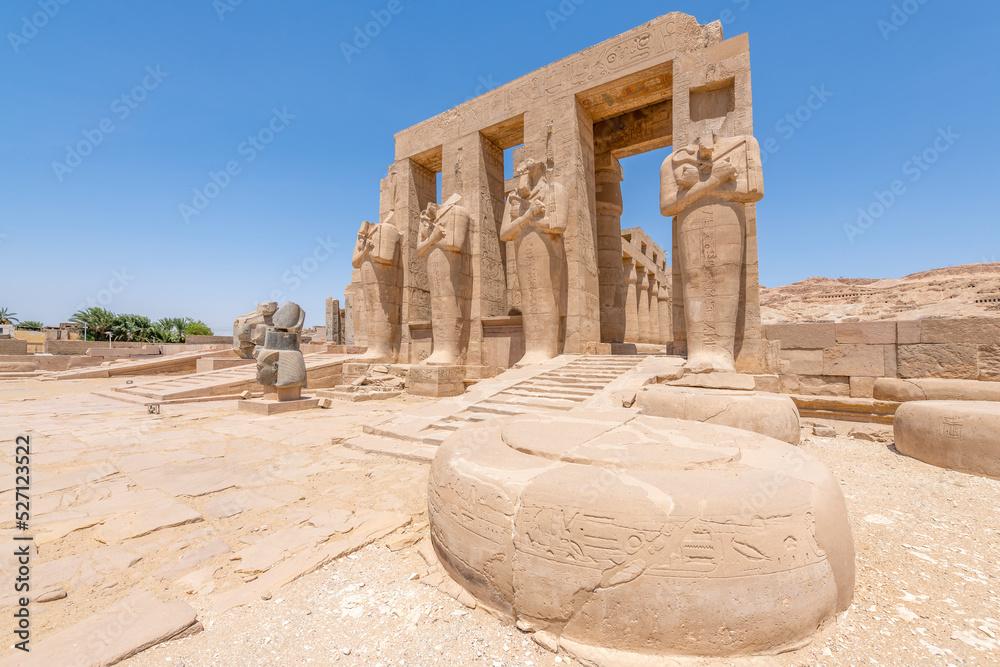The ruins of the Ramesseum on the west bank of Luxor, Egypt