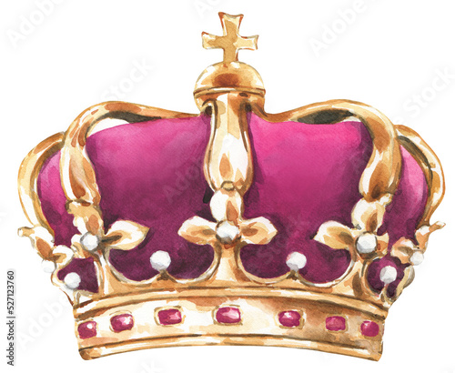 Watercolor Golden pink King crown illustration, realistic detailed drawing, create funny character creator, animal, boy,girl, dog, cat, Queen royal princess, Prince,party decoration,gender reveal