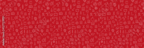 School background. Back to School concept. Welcome back to school Pattern with school supplies. Vector design