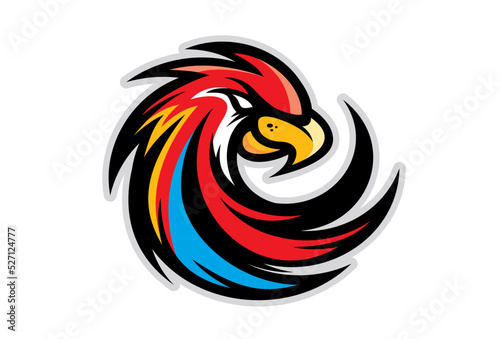 Logo of a aggressive bird parrot hawk for a sport or egames team