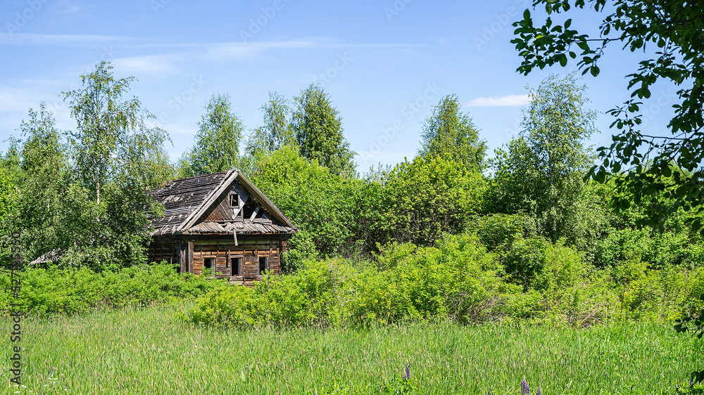 destroyed village house, Russia