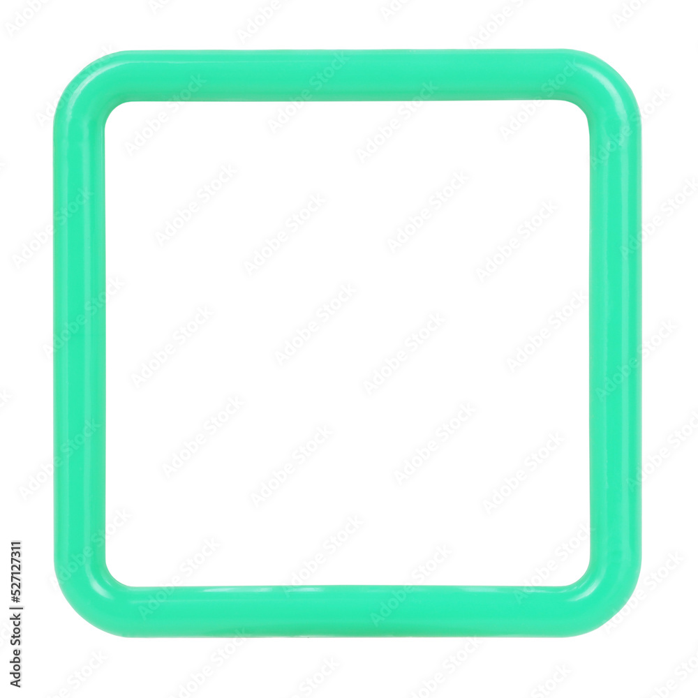 Green plastic square frame for picture blank isolated on white background Green plastic square frame for picture blank isolated on white background