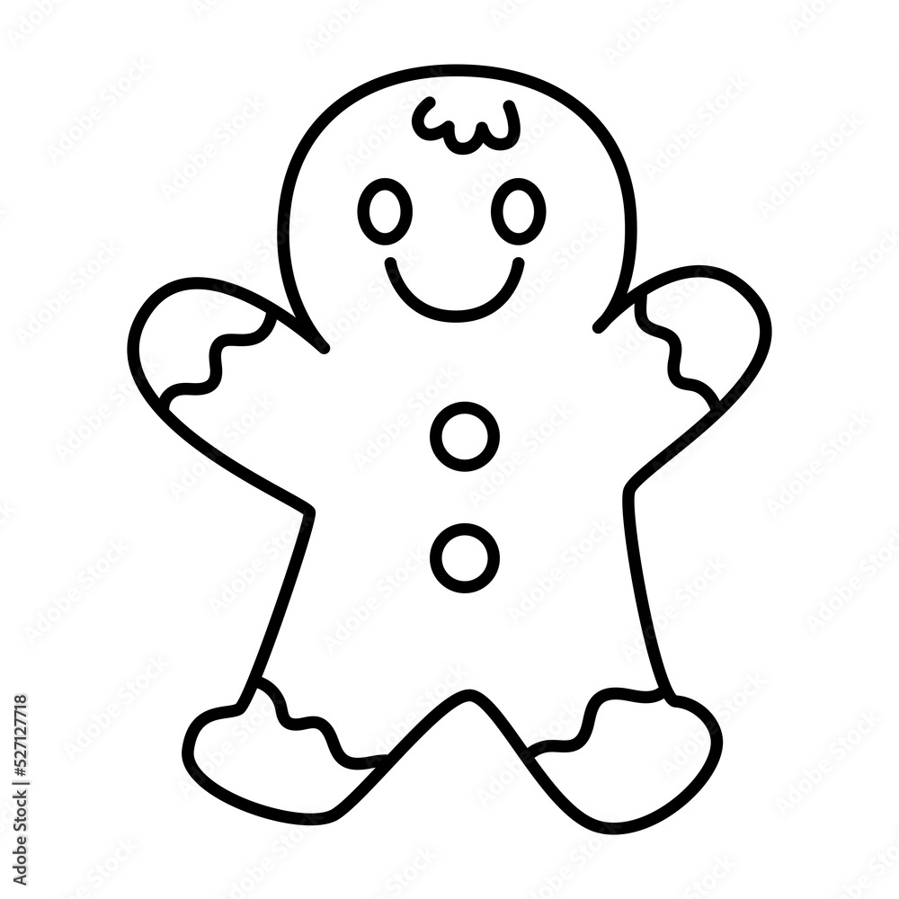 Holiday gingerbread man cookie line icon. Holiday gingerbread man cookie line icon.