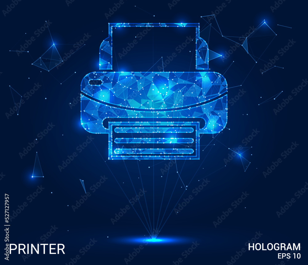 Vecteur Stock Hologram printer. The printer consists of polygons