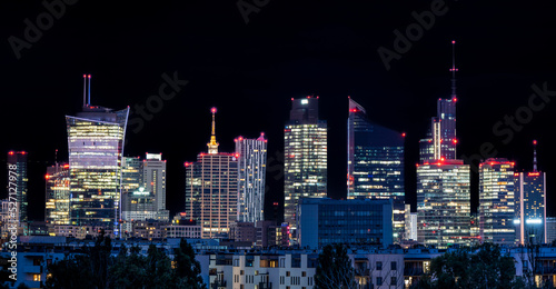 Warsaw city panorama by night 2022 business center