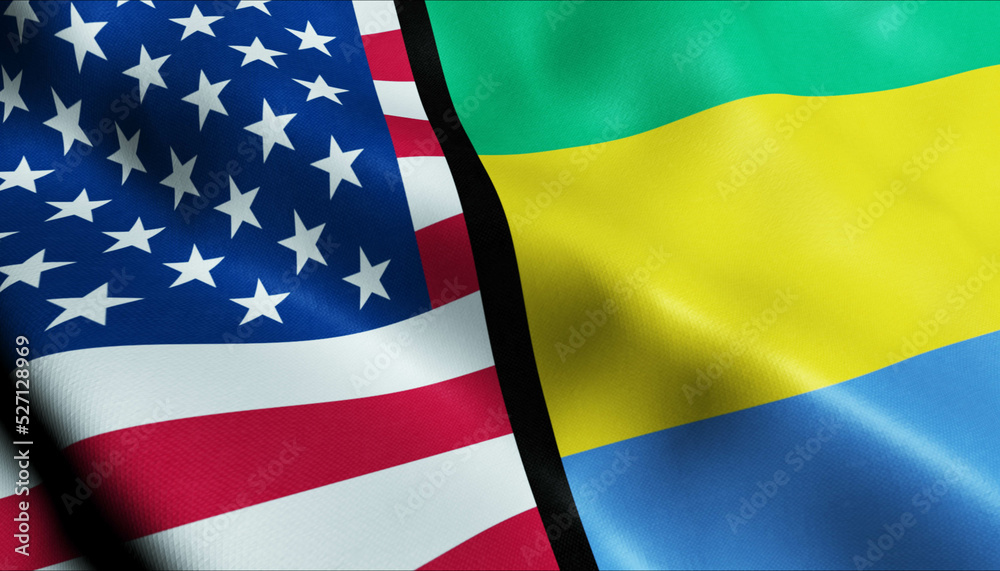 Obraz premium United States of America and Gabon Merged Flag Together A Concept of Realations