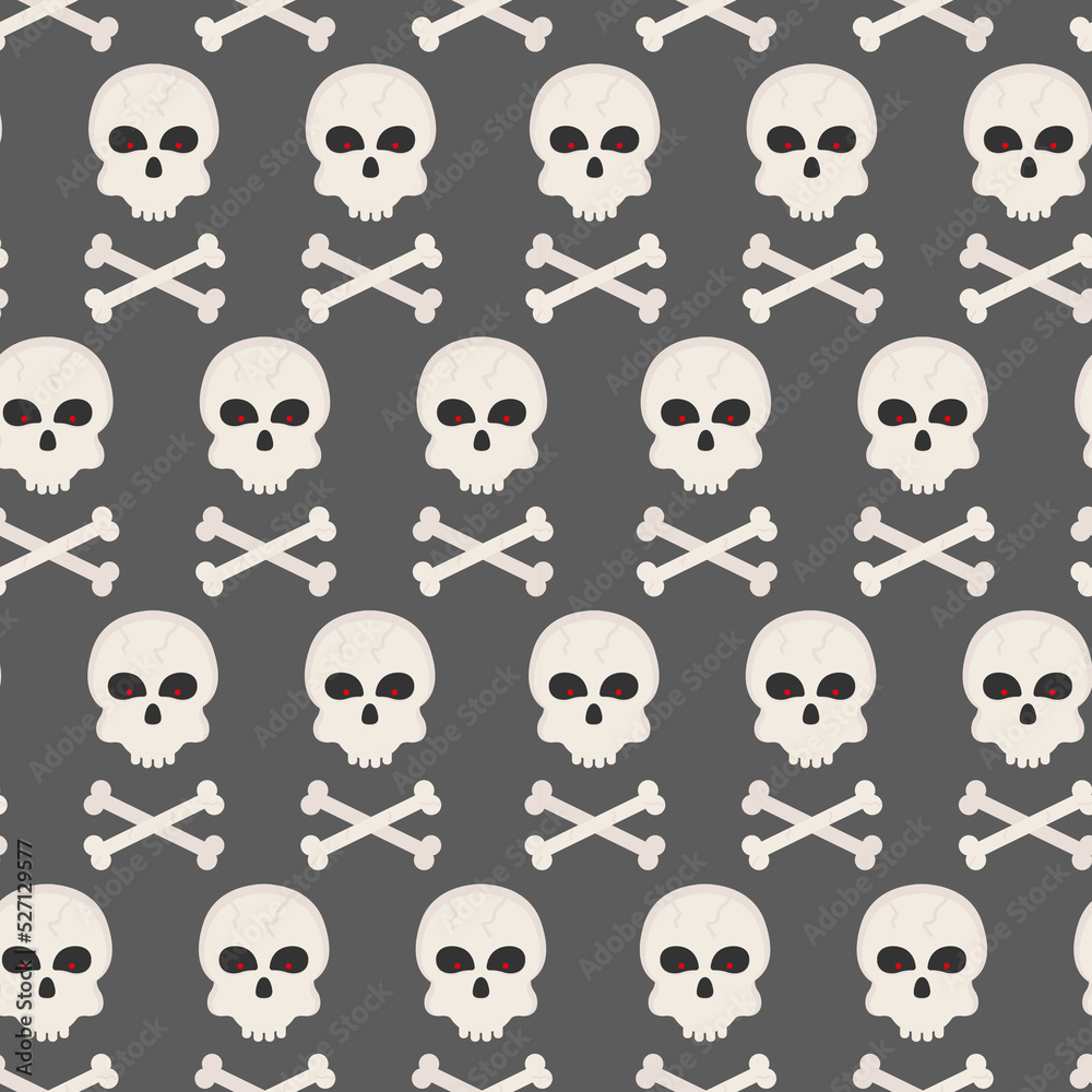 Flat Halloween pattern with skulls and bones Flat Halloween pattern with skulls and bones