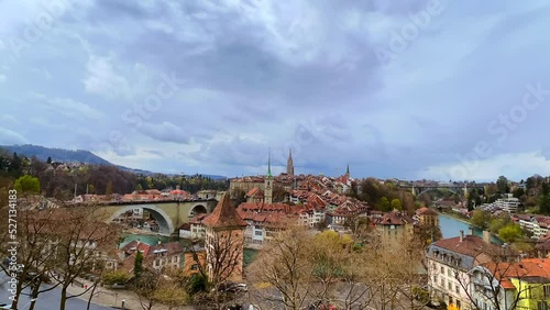 Timelapse panorama of Bern Altstadt and River Aare, Switzerland photo