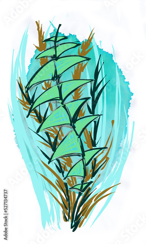 Abstract foliage , sketch - digital painting