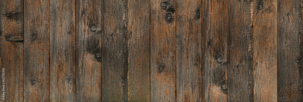 Obraz premium Old wood wall. Brown abstract background. Vintage wooden dark horizontal boards.