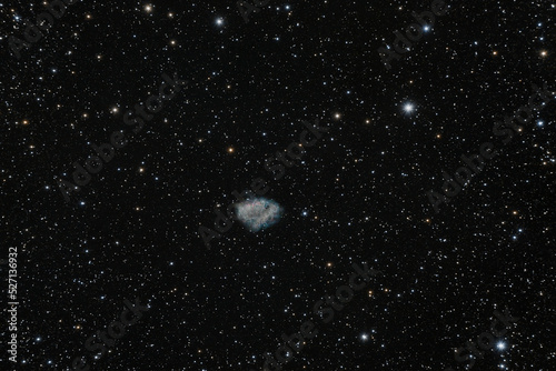 The Crab Nebula  is a supernova remnant and pulsar wind nebula in the constellation of Taurus.
Telescope 132 mm
DSLR Camera
Exposure 300 seconds
29 shots combined into a picture