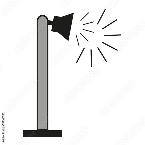 Doodle loudspeaker on pole icon. Vector illustration. Stock image. 