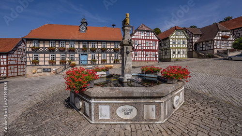 Ummerstadt, Germany, Market place with half-timbered houses