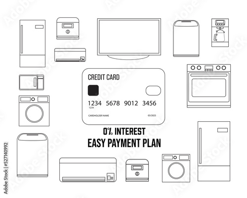 A vector of easy installment plan with 0% interest concept on electrical appliance.