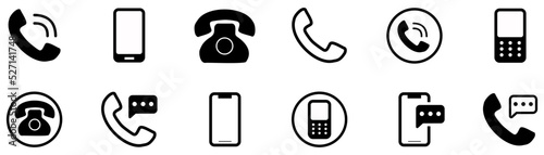 Phone icon set. Contact us. Communication icon set vector. Telephone symbol. Vector illustration.