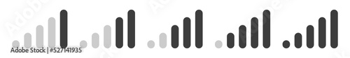 Connection icon set. Mobile phone bar icons. Signal strength Icon. Signal strength indicator. Wireless symbol. Connection levels.