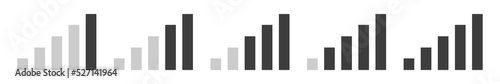 Connection icon set. Mobile phone bar icons. Signal strength Icon. Signal strength indicator. Wireless symbol. Connection levels.