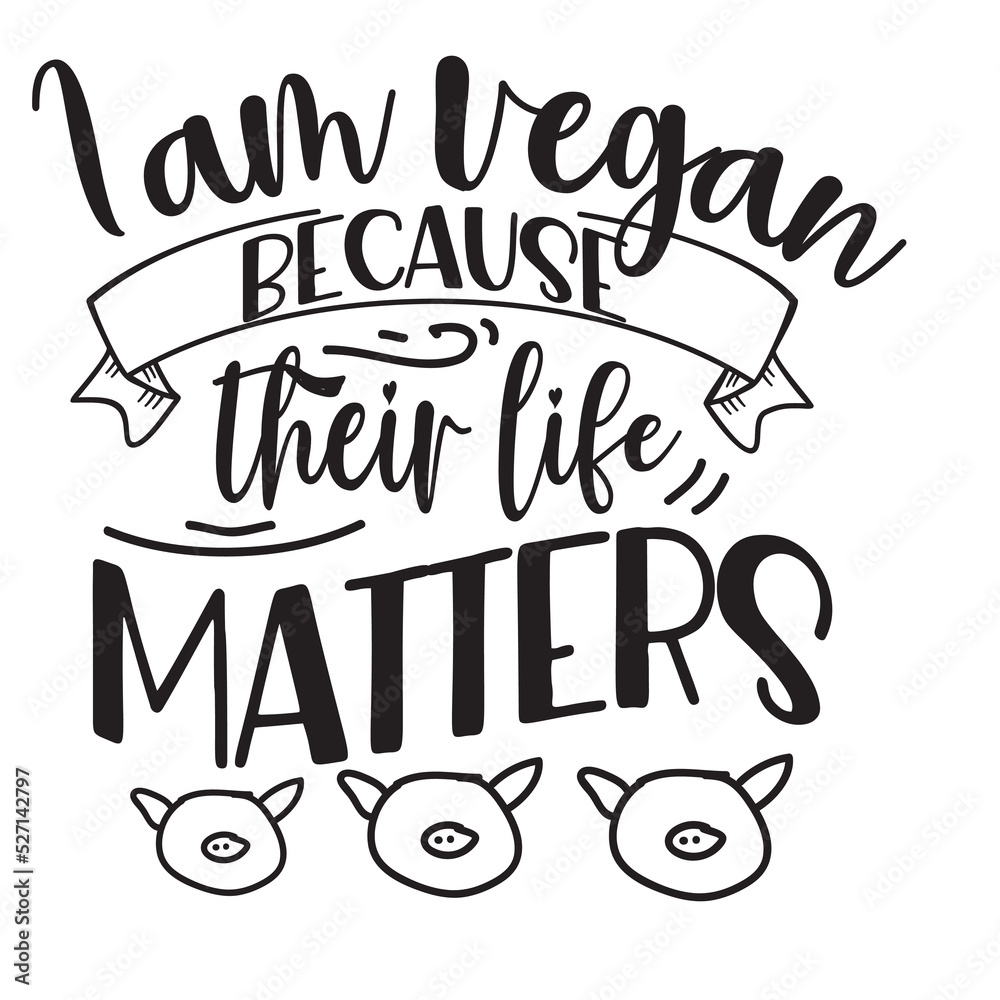 Vegan hand lettering illustration Vegan quote