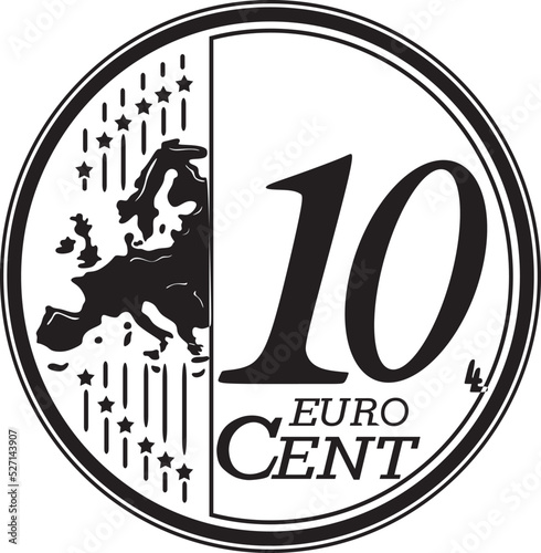10 cent euro coin vector design handmade silhouette